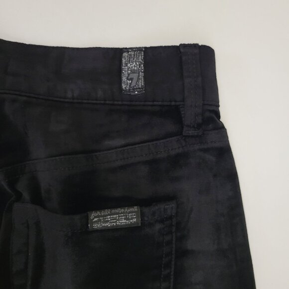 7 For All Mankind High Rise Skinny Ankle Velvet Button Up Black Jean - Picture 5 of 12